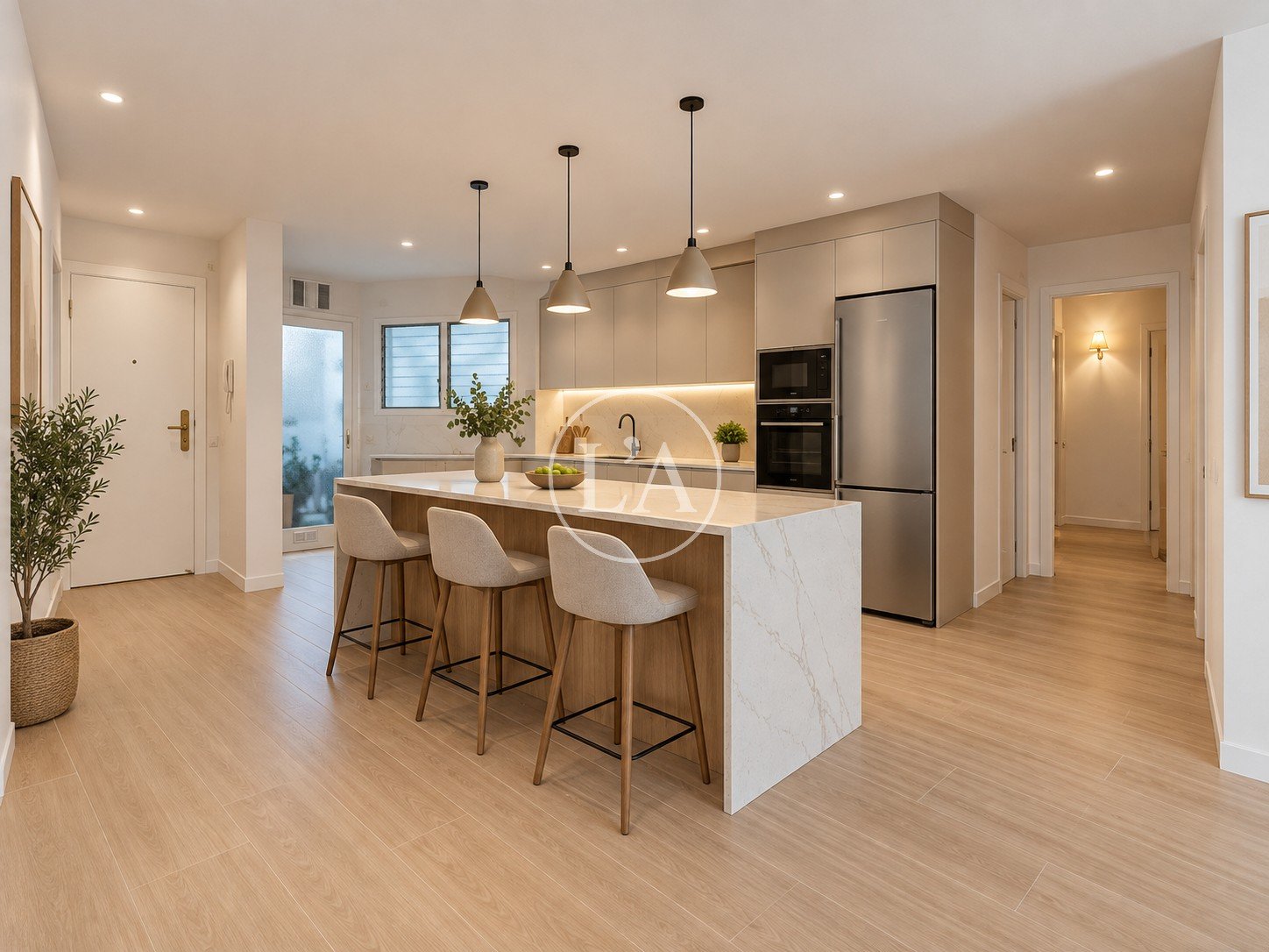Piso de cuatro habitaciones en Cambrils cocina abierta render