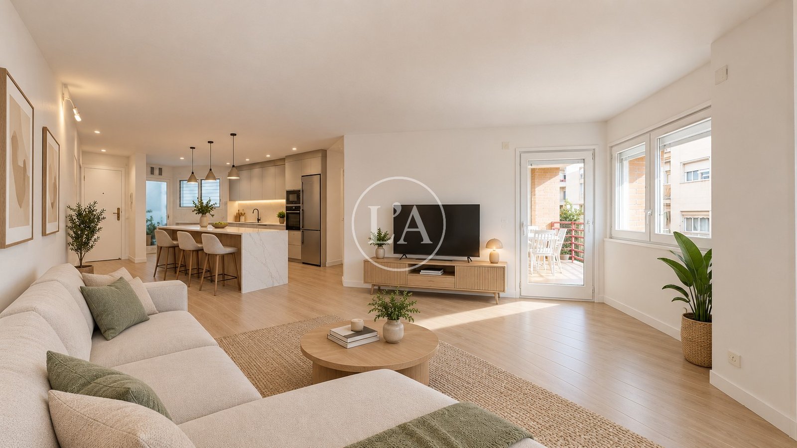 Piso de cuatro habitaciones en Cambrils salón reformado render